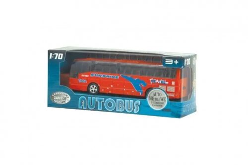 Autobus metalowy z dźwiękami Dromader 718220 czerwony 16cm